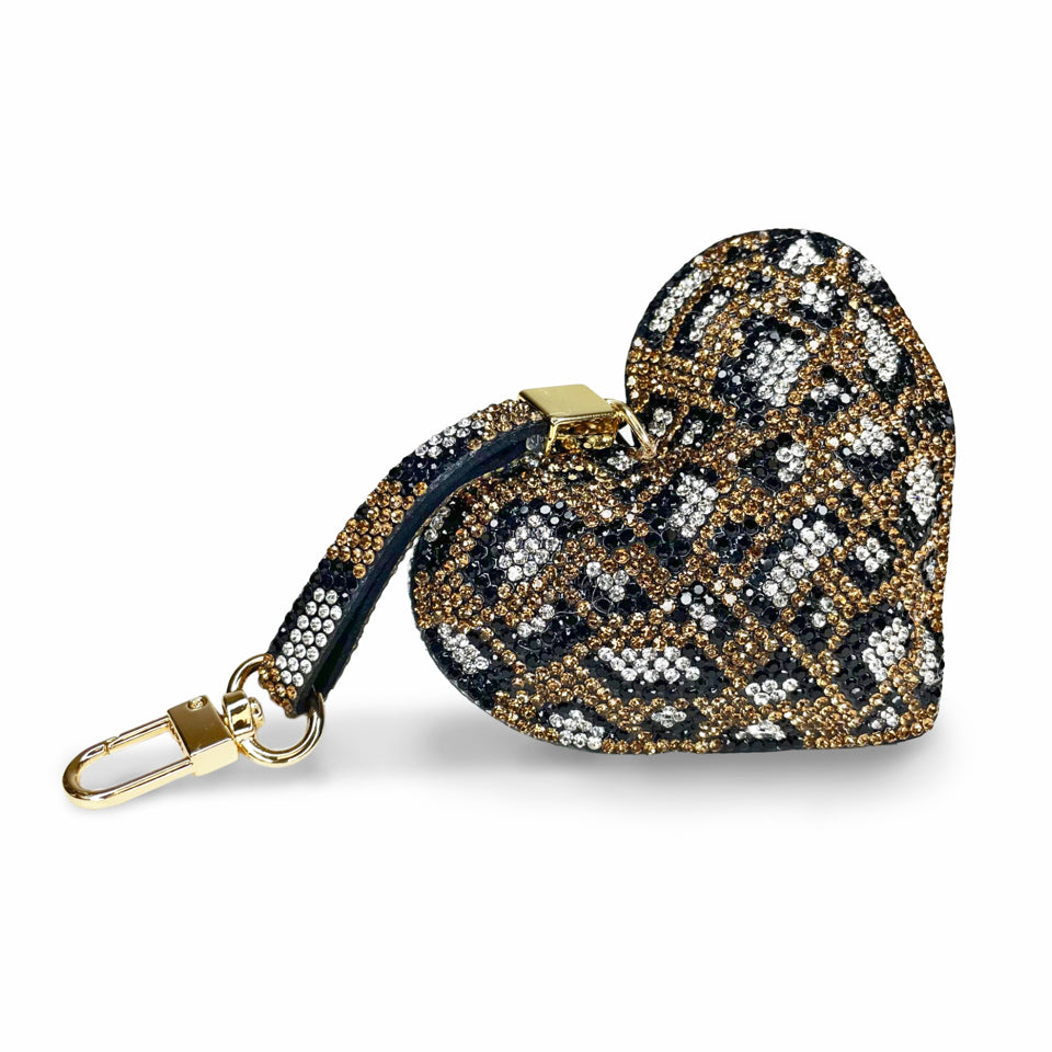 WILD LEOPARD LUX COLLECTION HEART PURSE CHARM GOLD