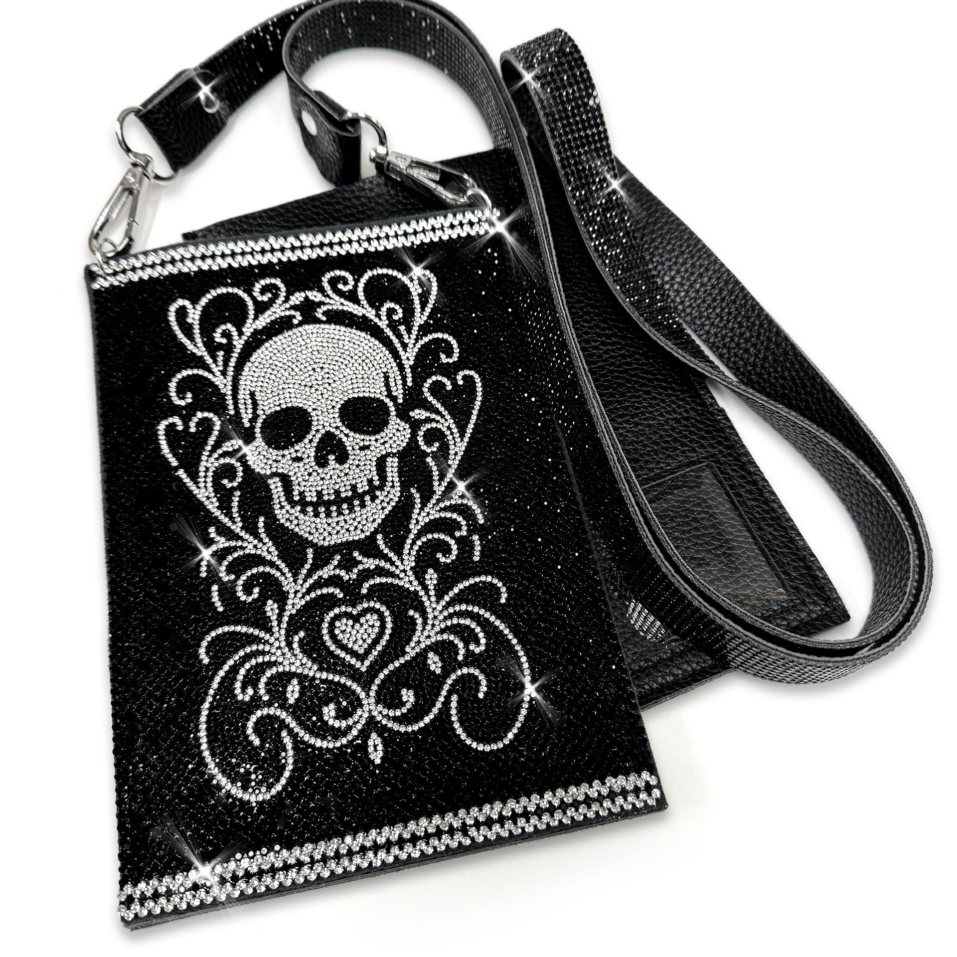 SUGAR SKULL BLACK CELLPHONE PURSE