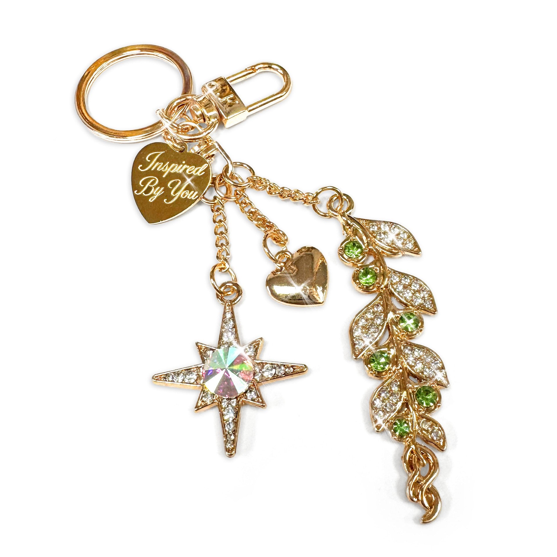 Jacqueline Kent Star Leaf Drop Purse Charm Gold Crystal