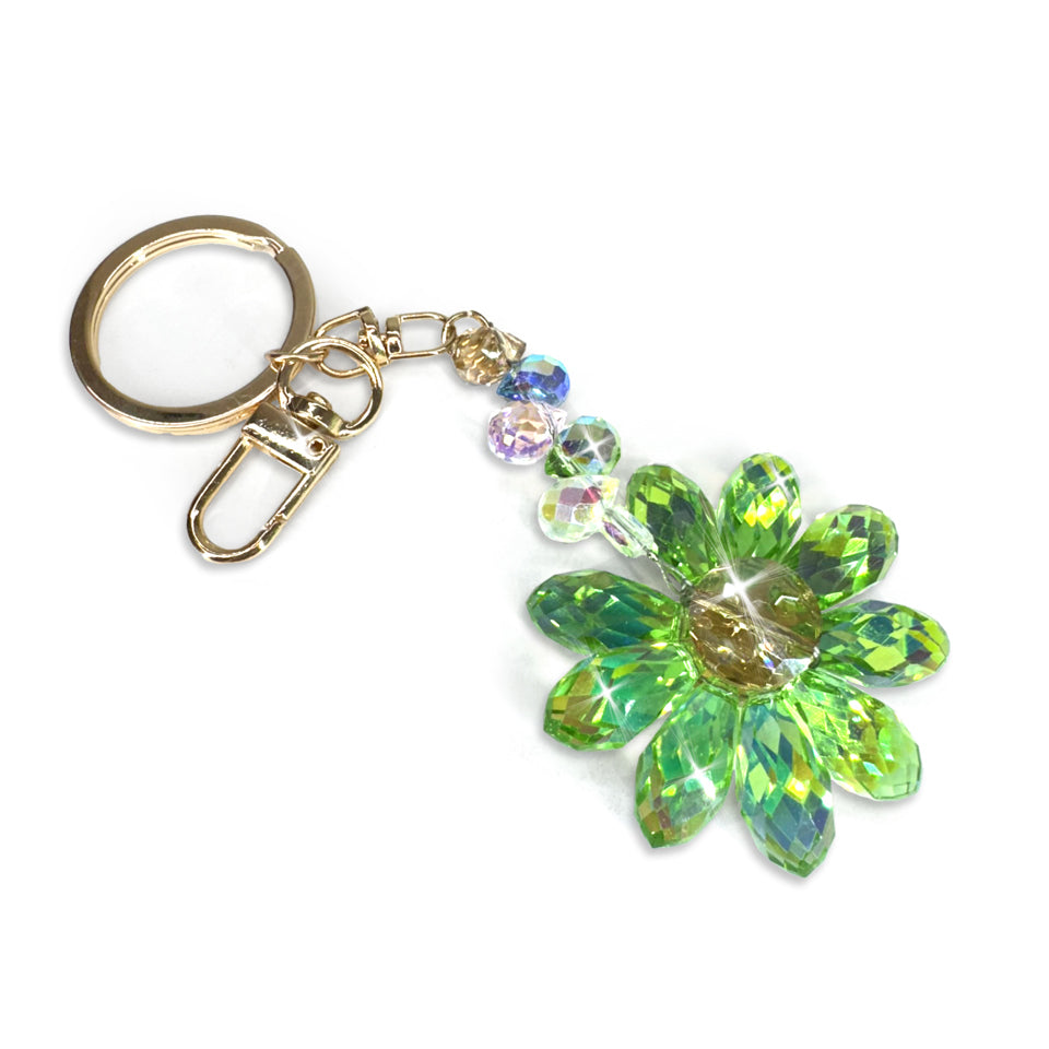 CRYSTAL DAISY KEYCHAIN GREEN