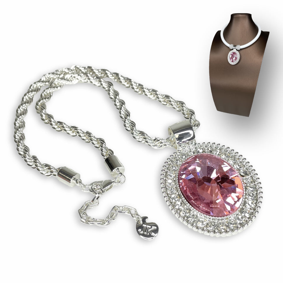 NECKLACE INCASED PINK STONE