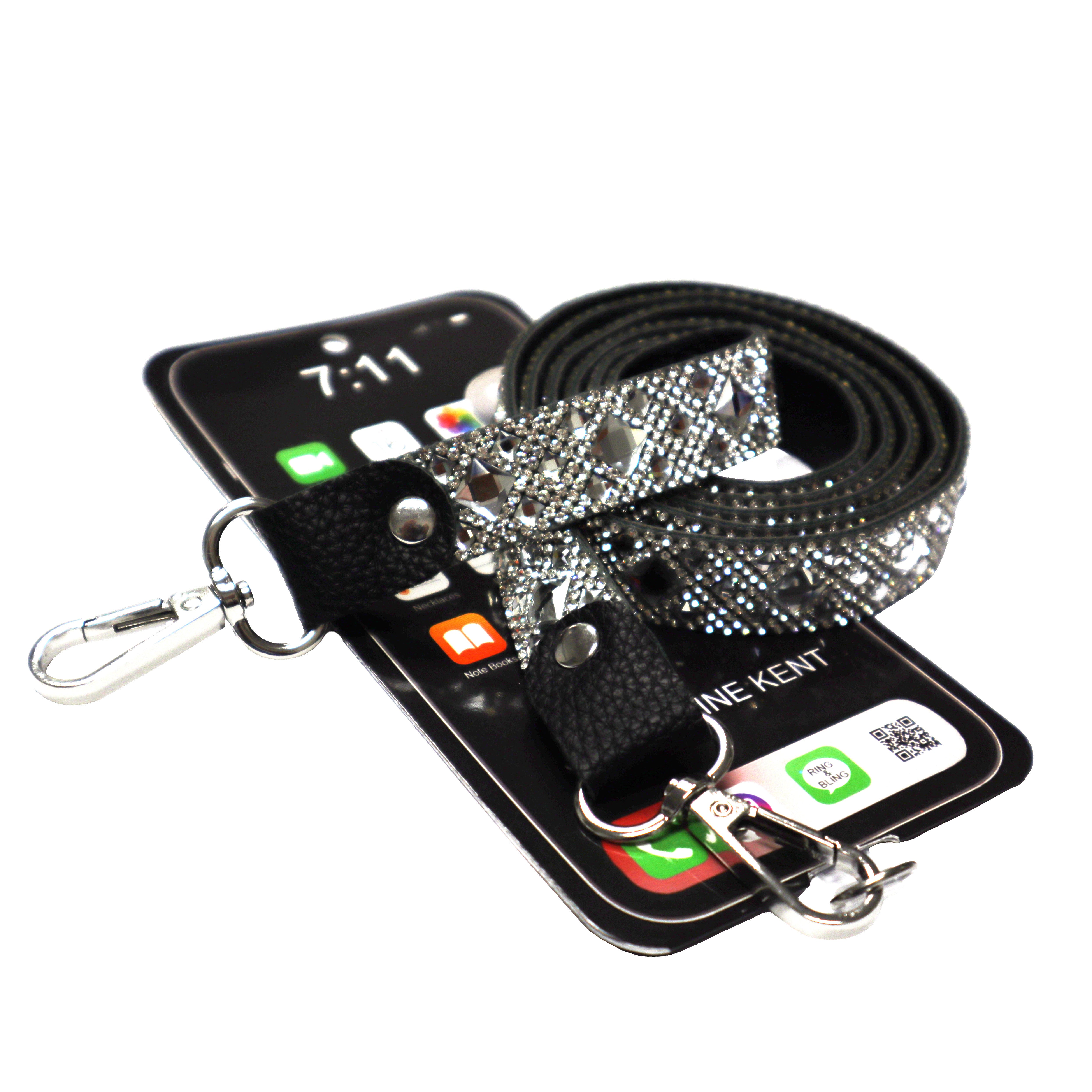 PHONE LONG LANYARD CROSSBODY WHITE DIAMOND