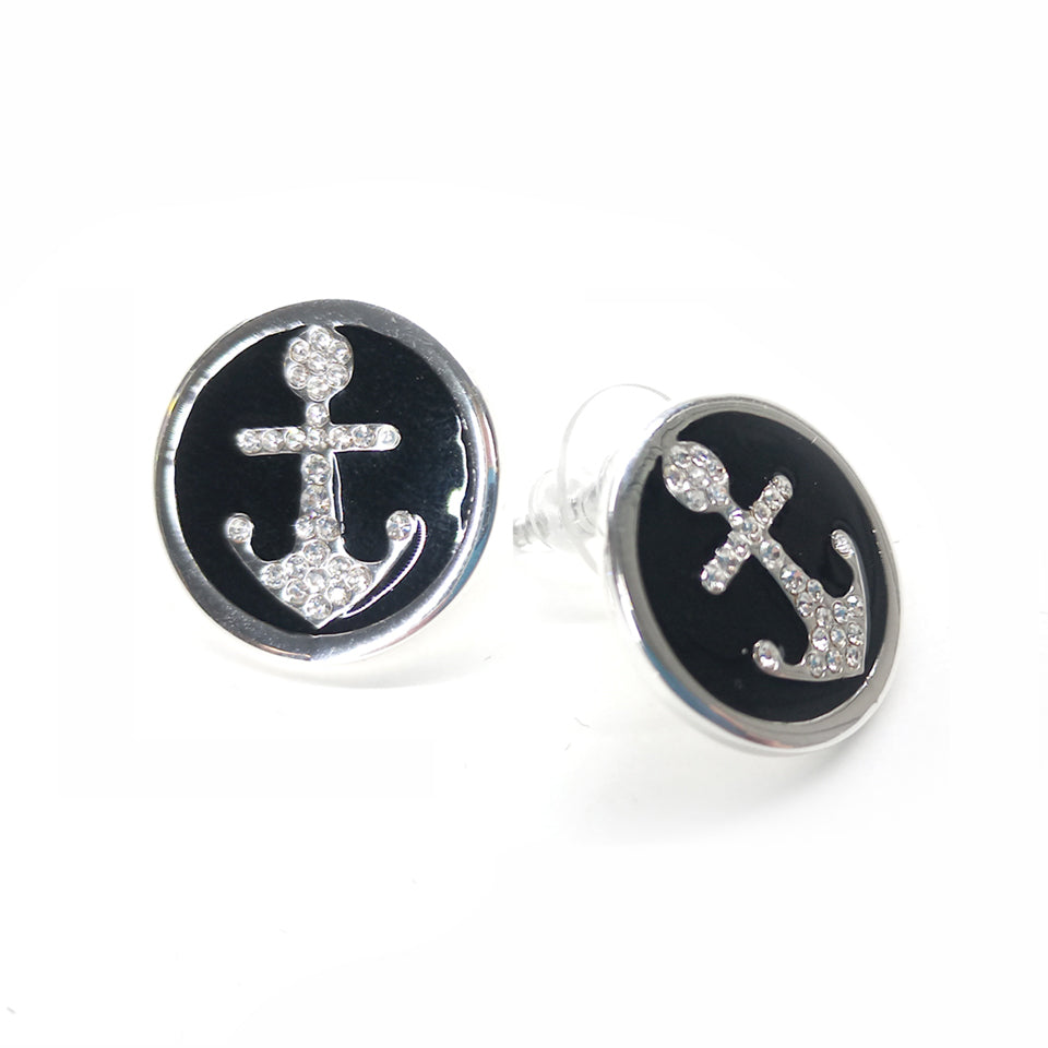 EARRING NAUTICAL SILVER BLACK