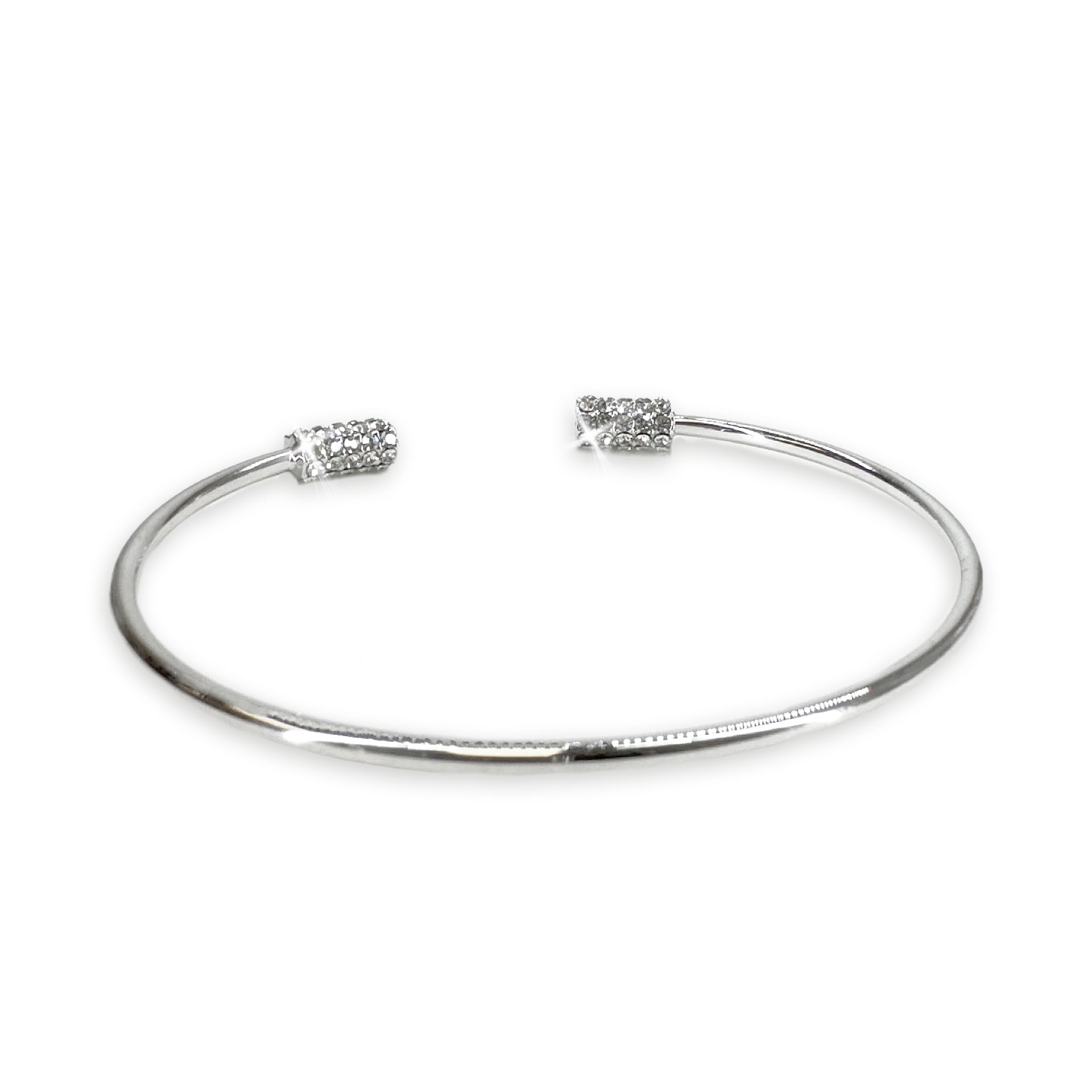 BRACELET DOUBLE CRYSTAL BARREL SILVER