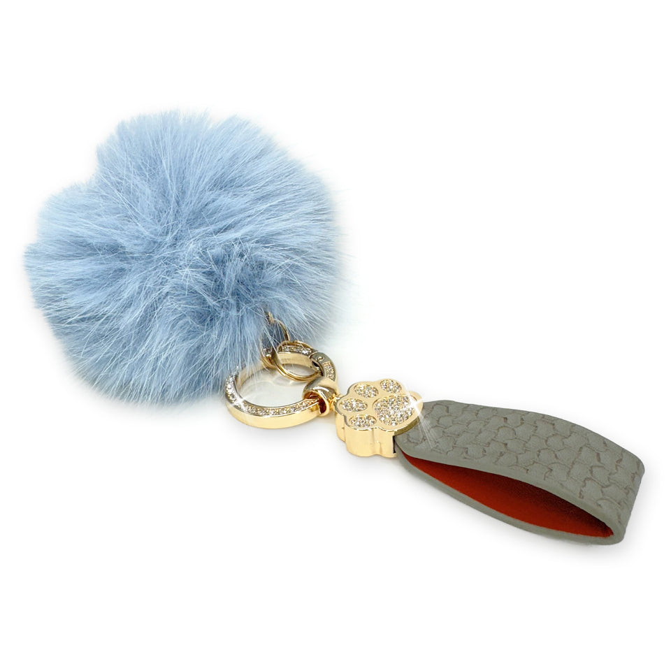 FAUX FUR FANTASY - PENDANT KEYCHAIN BLUE