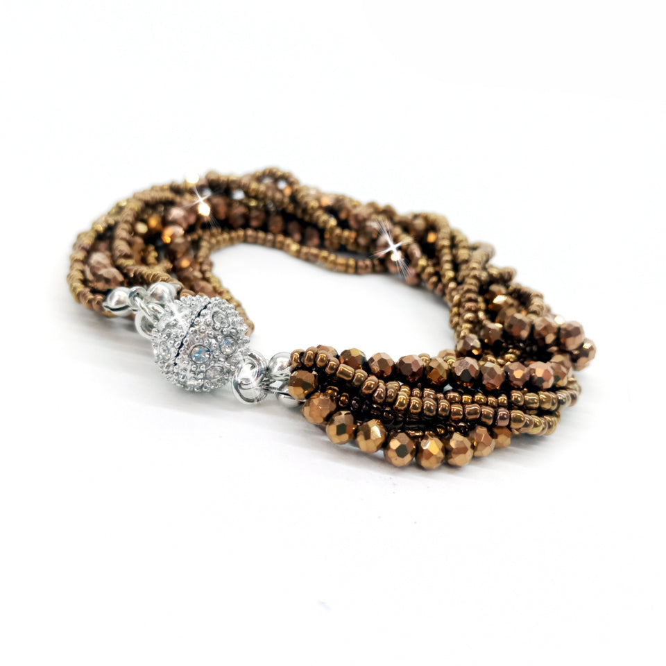 BRACELET CRYSTAL MAGNET BROWN