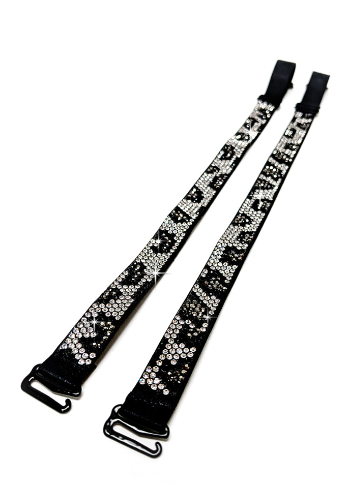 BUBBLES & BLING BRA STRAPS SNOW LEOPARD SILVER