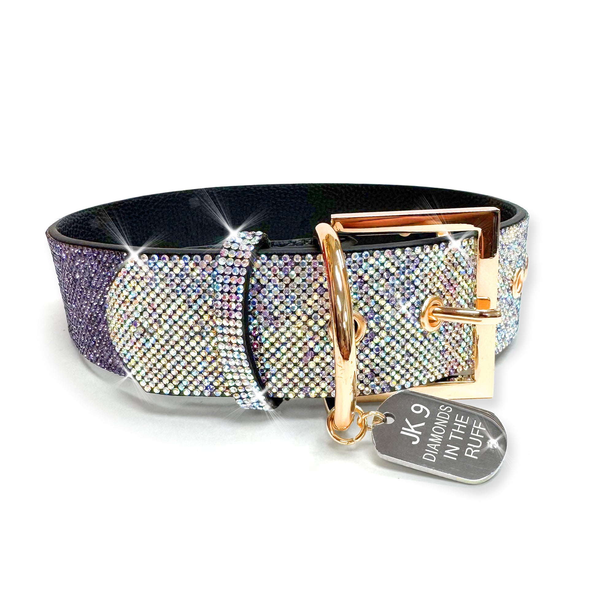 DIAMONDS IN THE RUFF PURPLE OMBRE DOG COLLAR LARGE