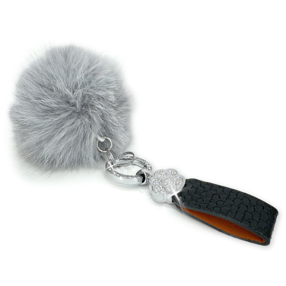 FAUX FUR FANTASY - PENDANT KEYCHAIN GREY