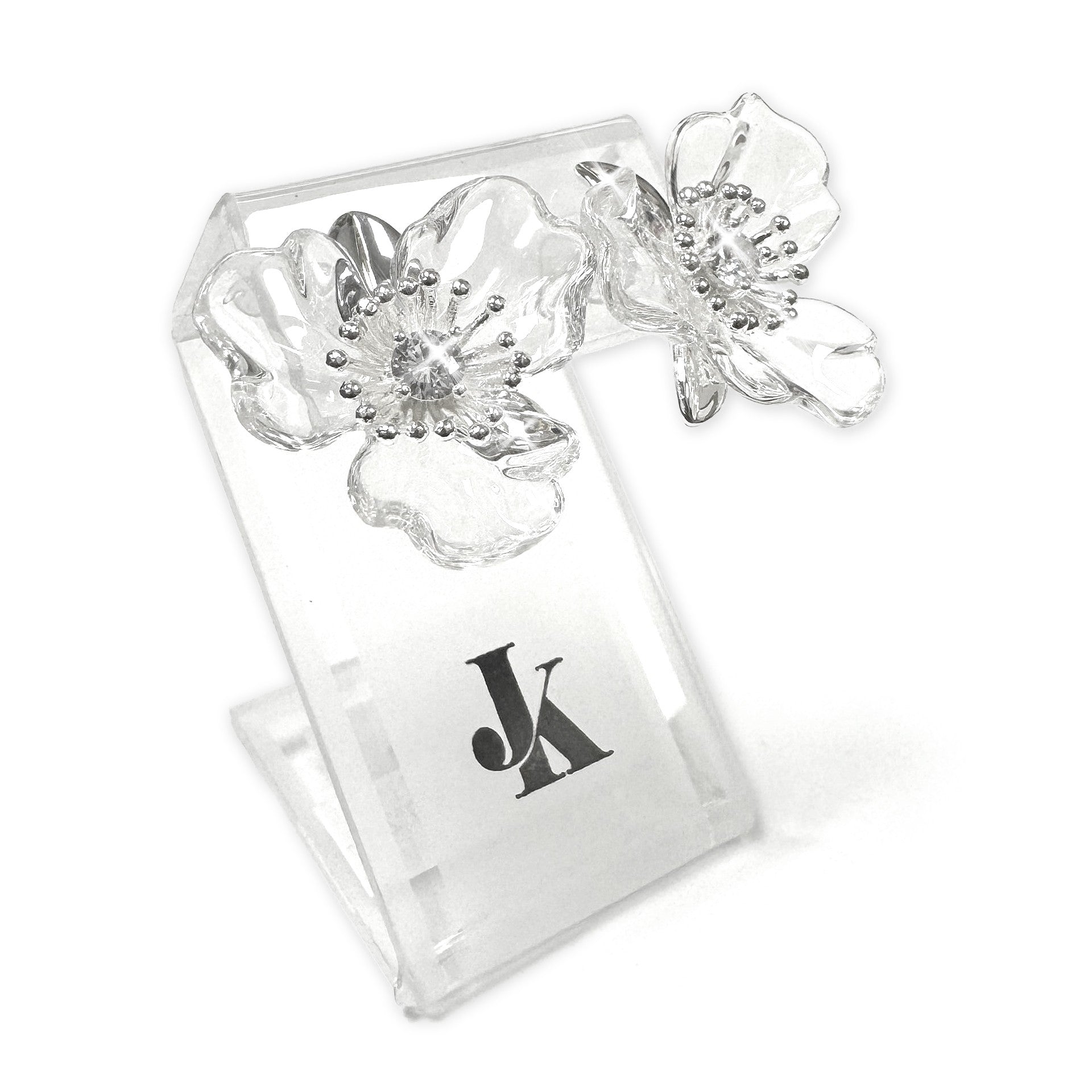 Jacqueline Kent Earring Crystal Flower Silver