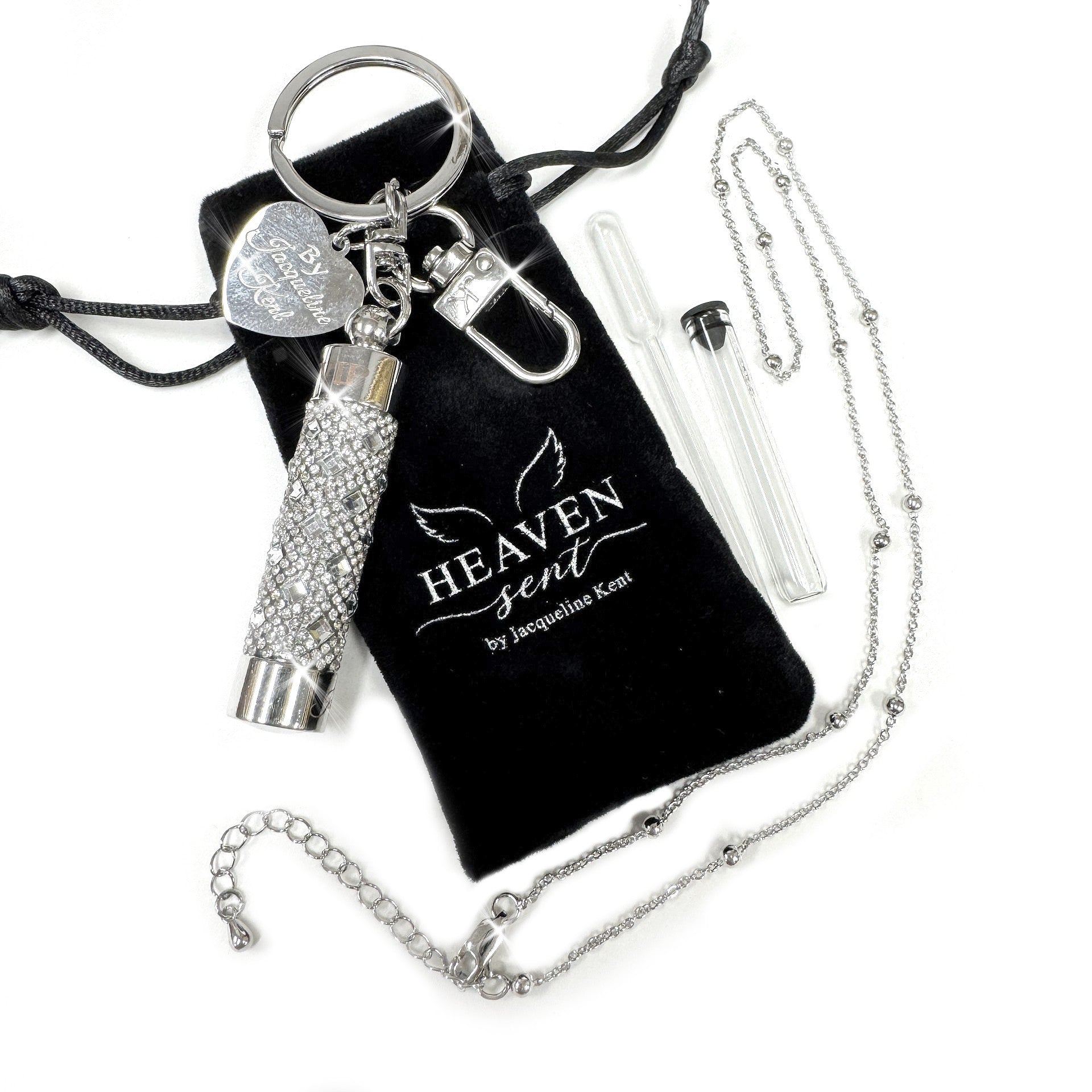 JEWELED PERFUME BOTTLE SILVER
