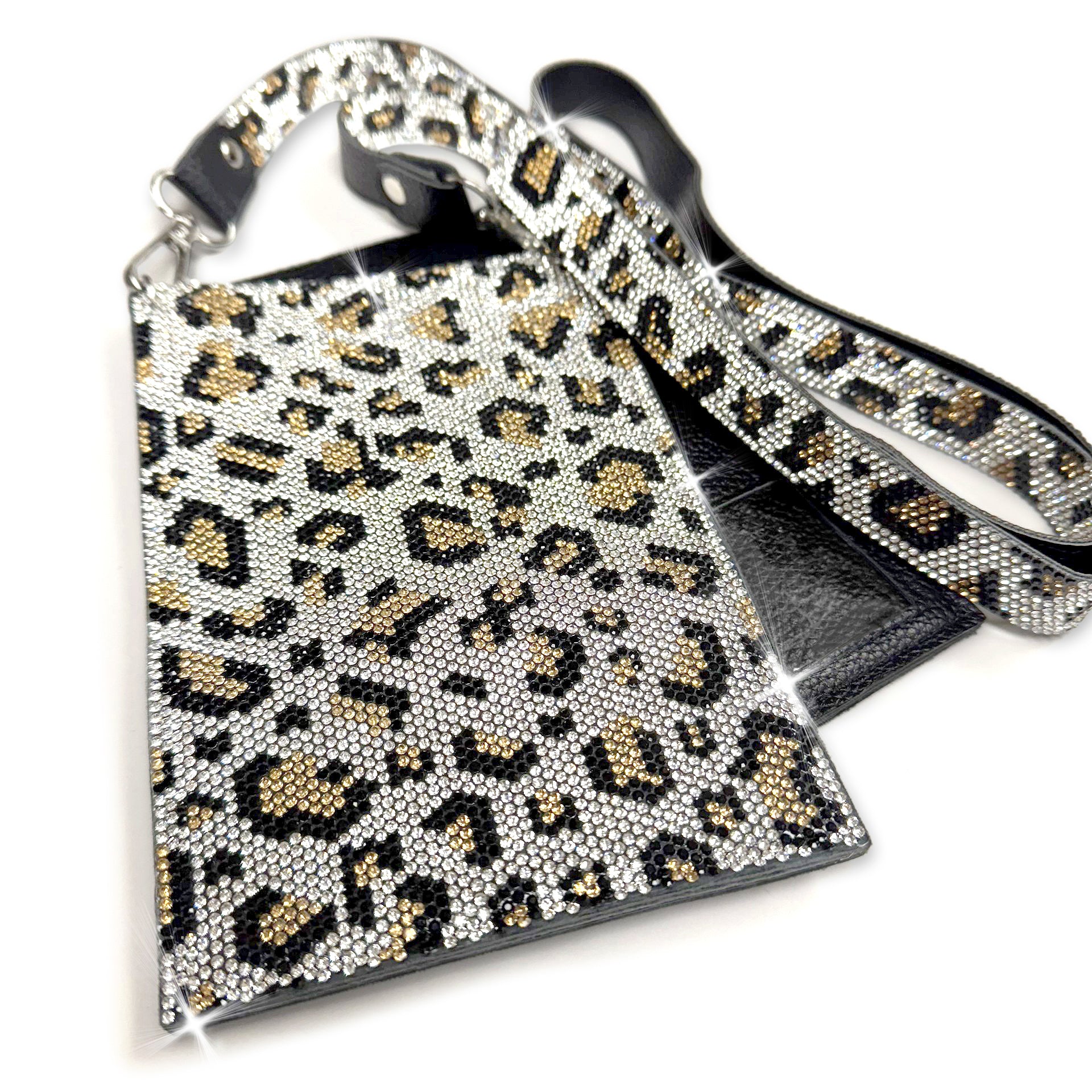WILD LEOPARD LUX COLLECTION CELLPHONE PURSE SILVER