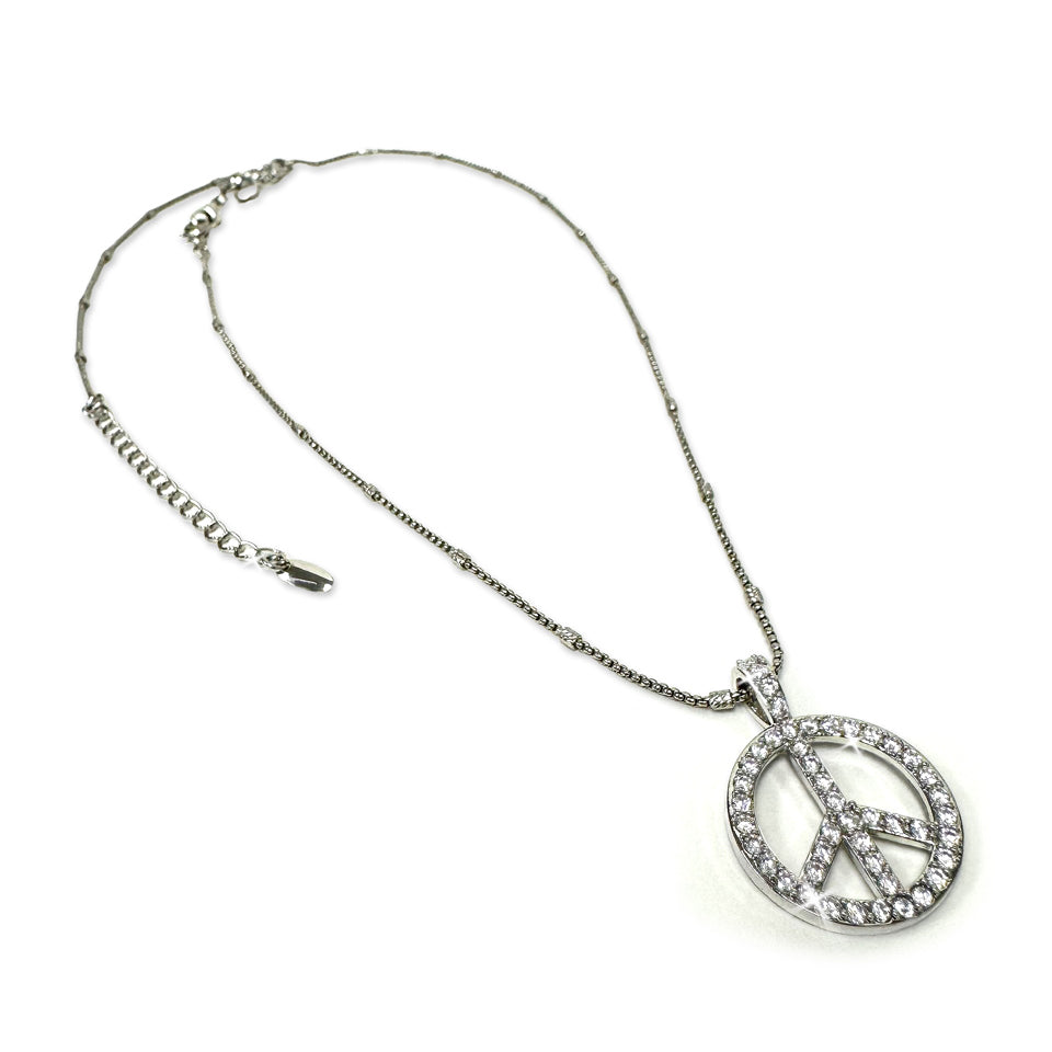 NECKLACE PEACE SIGN SILVER