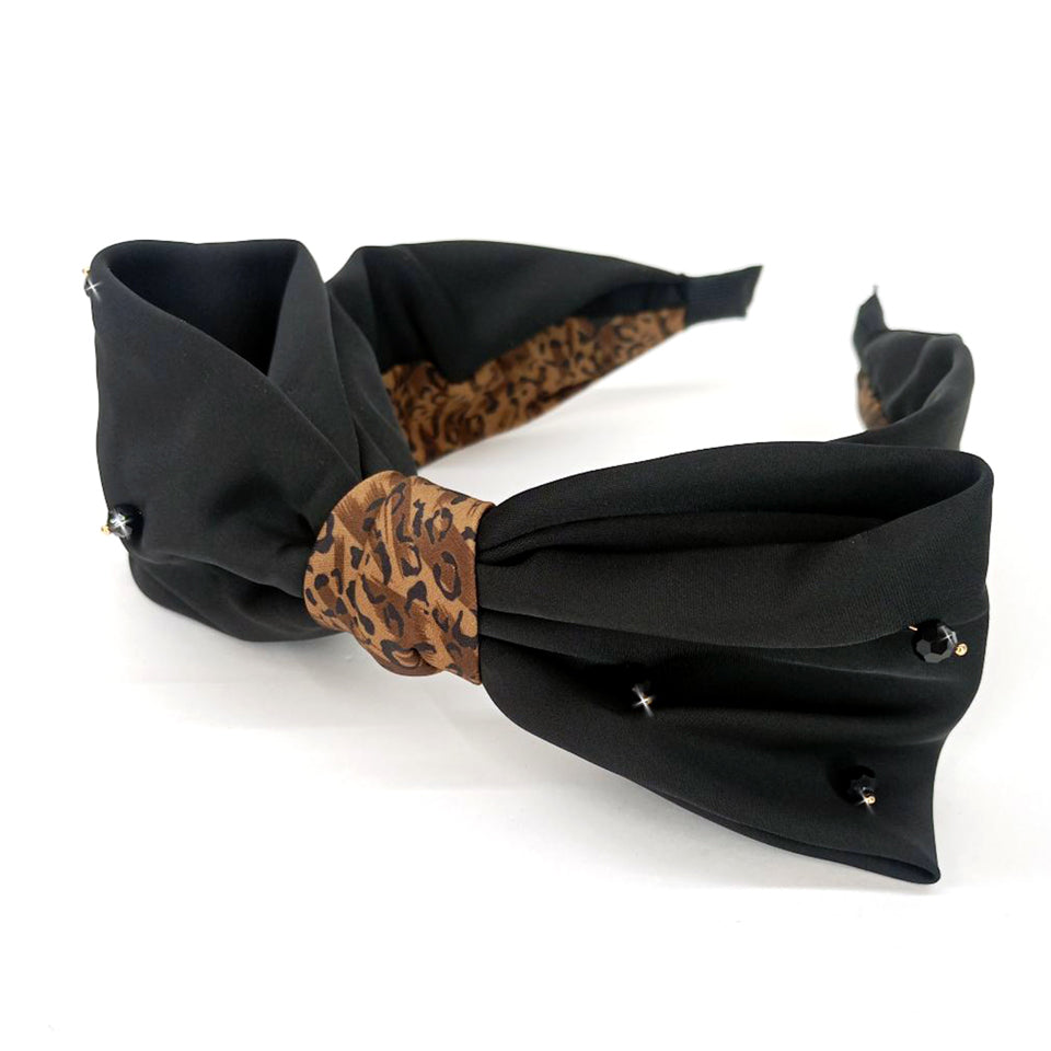 HAIRBAND EMBELLISHED TWO TONE BLACK BROWN