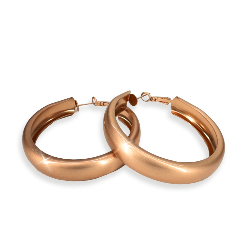 EARRING 50MM CHUNKY HOOP MATTE GOLD