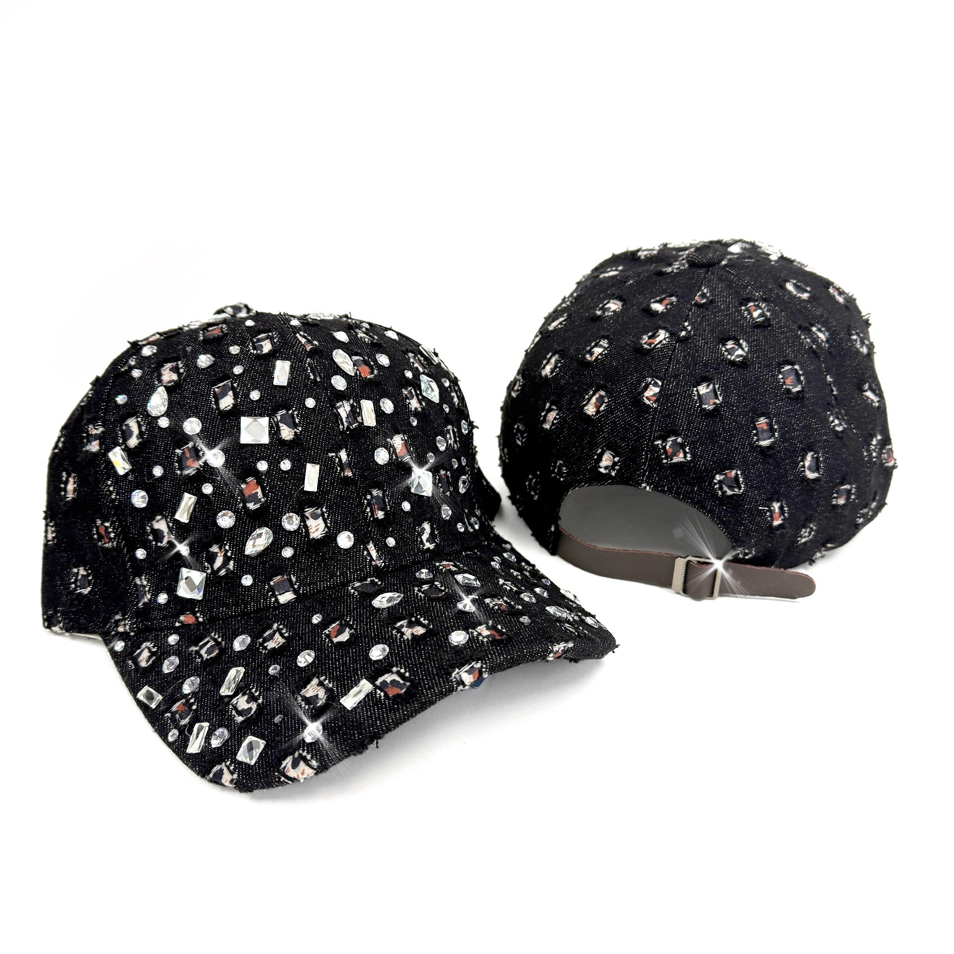 Jacqueline Kent Black Sparkle Crystal Ball Cap