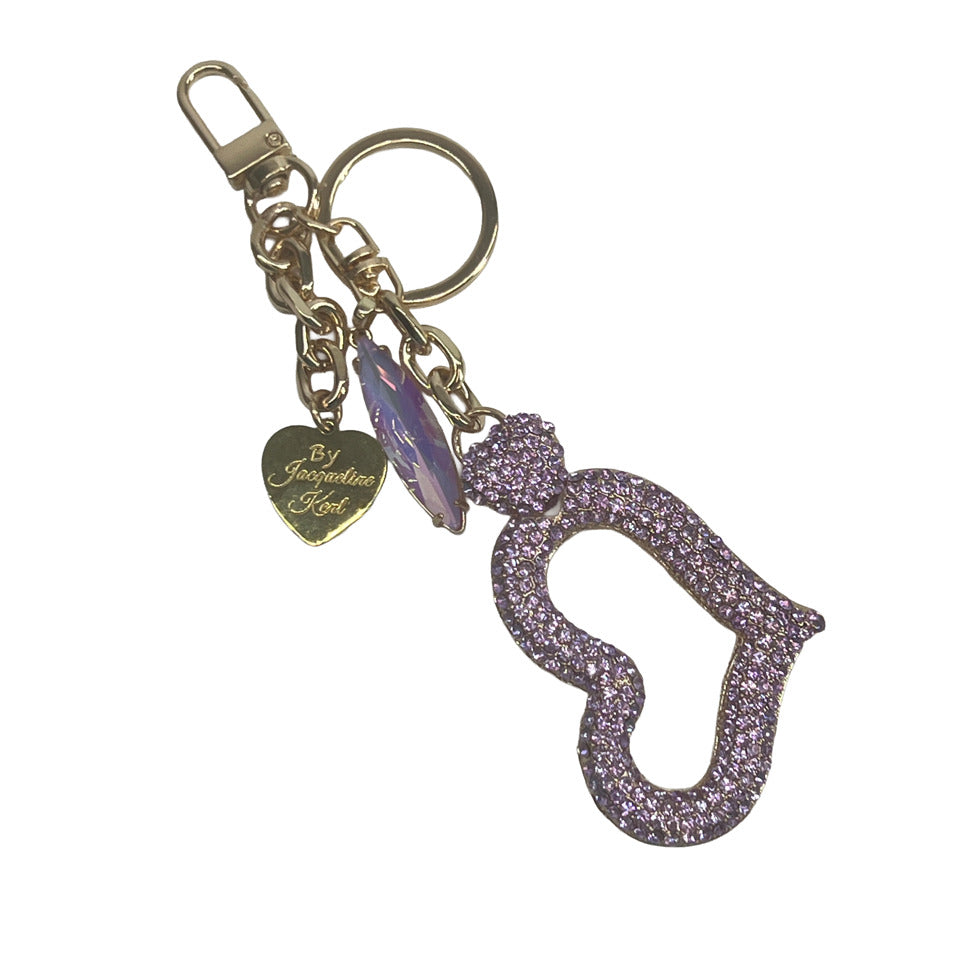PURSE CHARM HEART GOLD PURPLE