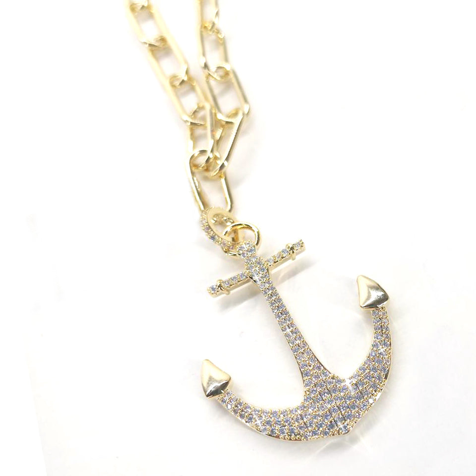 NECKLACE CRYSTAL ANCHOR GOLD