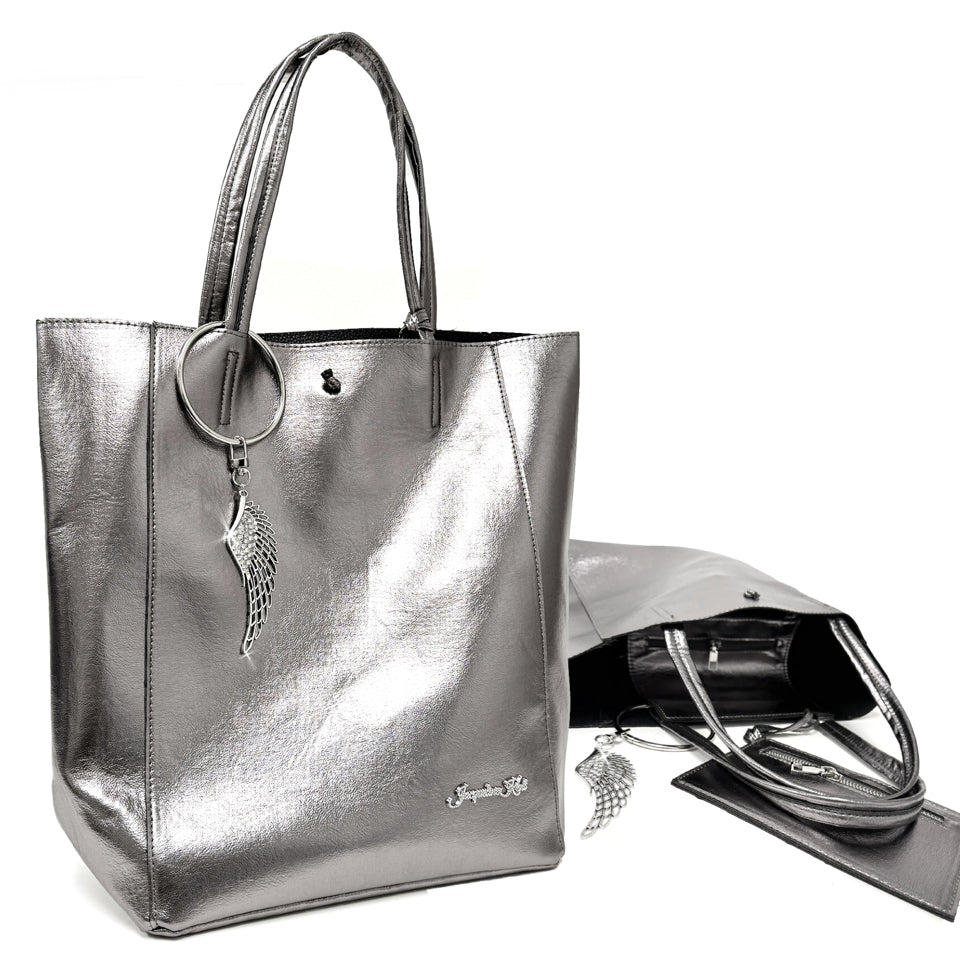 HANDBAG DARK SILVER TOTE