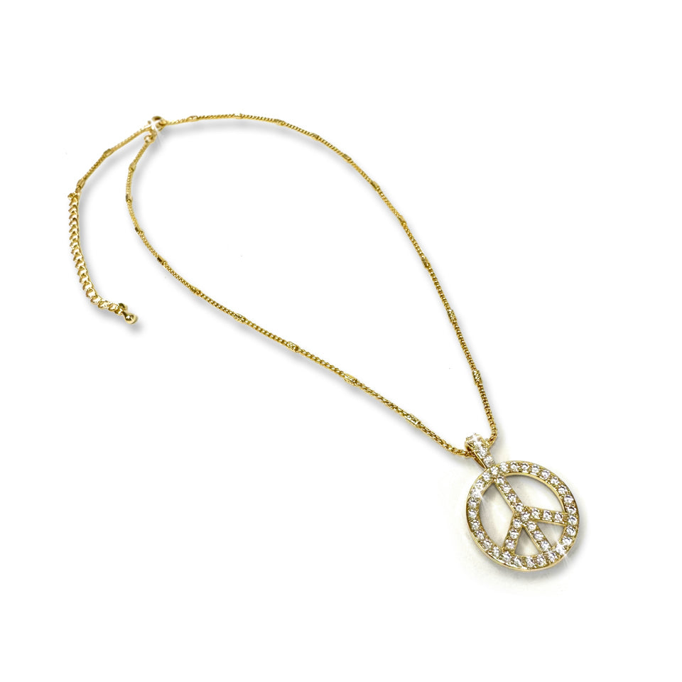 NECKLACE PEACE SIGN GOLD