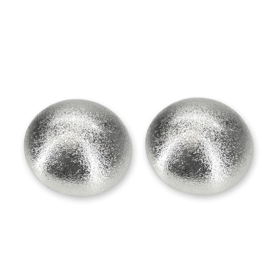 EARRING LARGE MATTE BUTTON SILVER