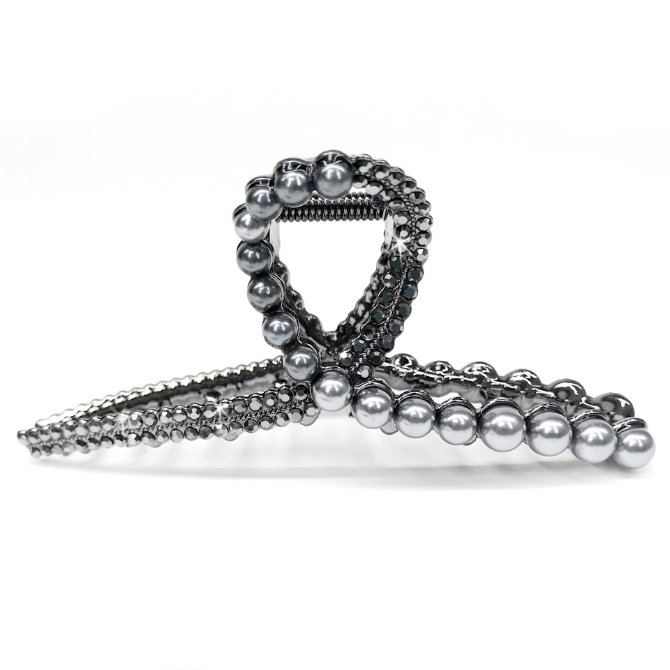 VICTORIAN COLLECTION HEMATITE PEARL HAIR CLIP