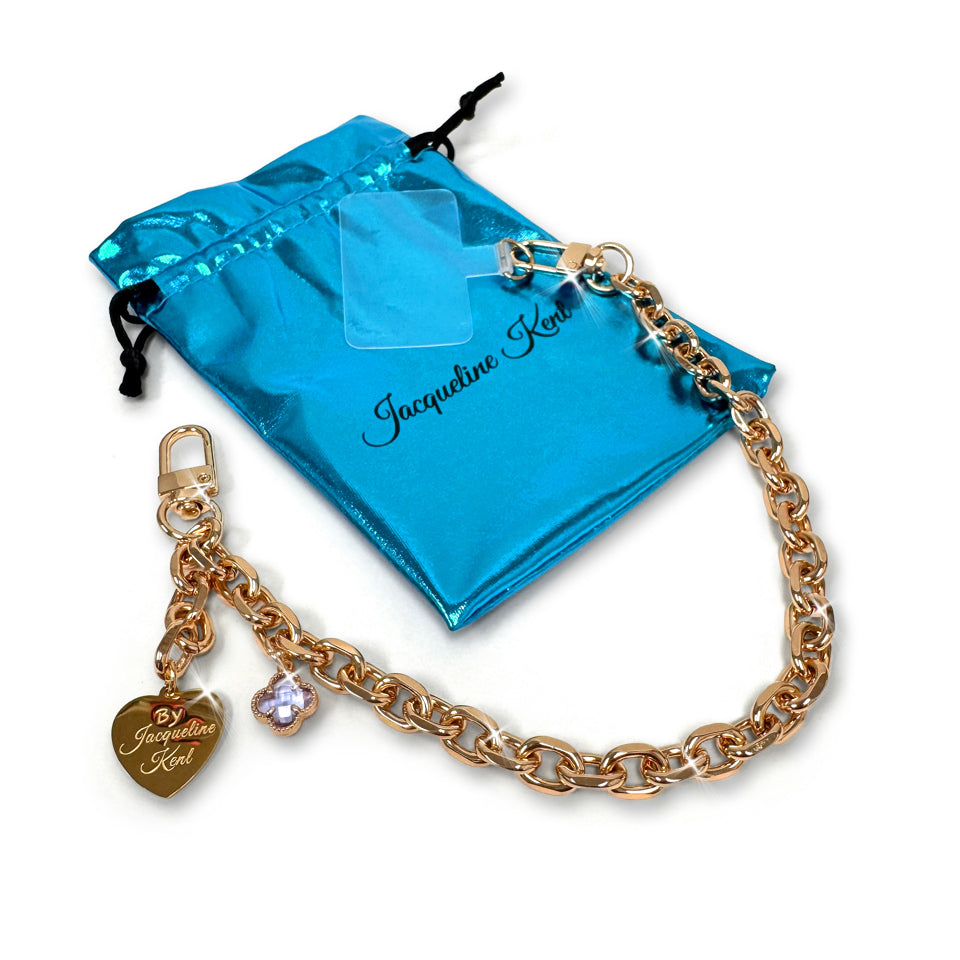 PHONE WRIST CHAIN LANYARD GOLD PURPLE