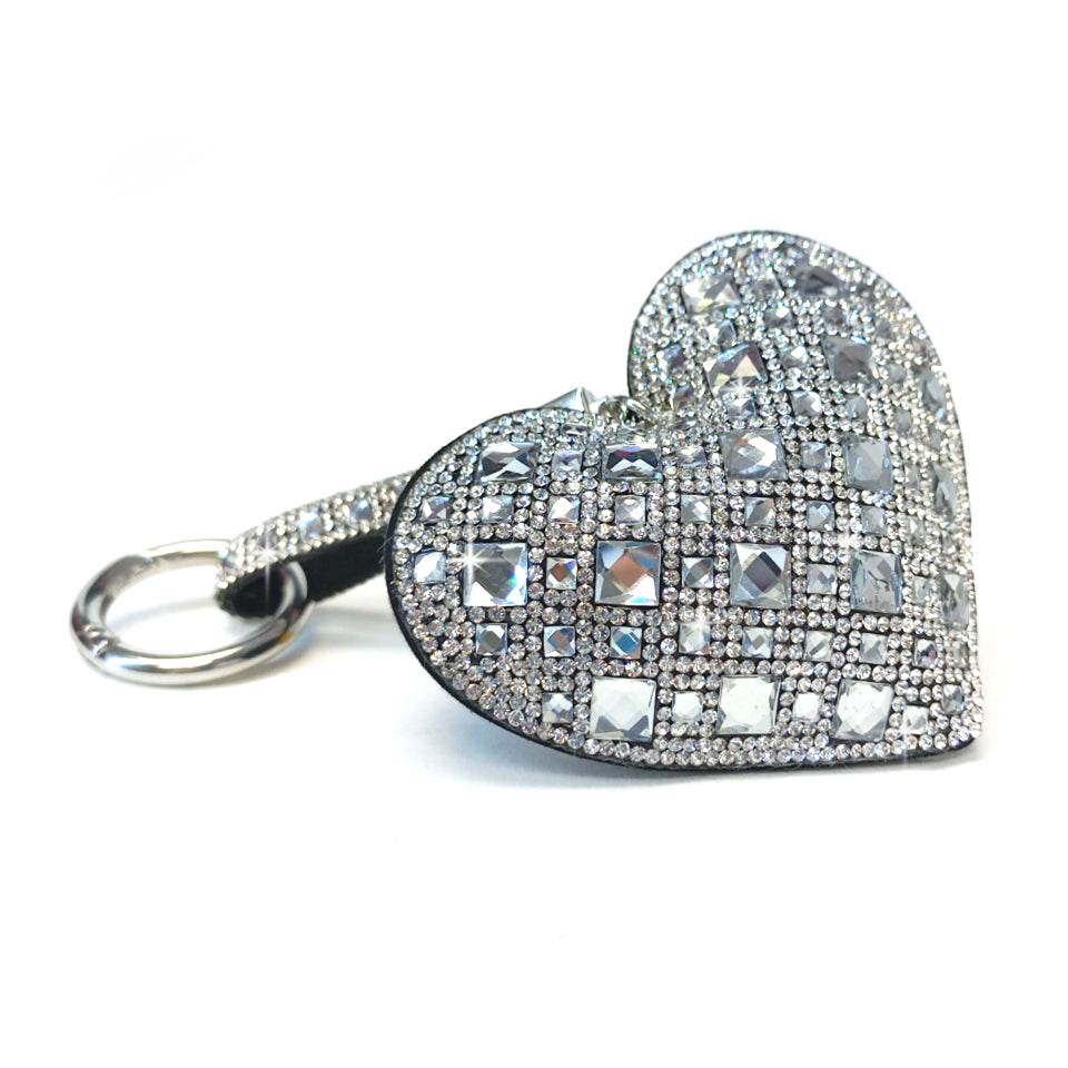 ROYAL ICE HEART PURSE CHARM WHITE DIAMOND SILVER