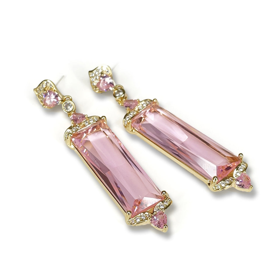 EARRING PINK RECTANGLE