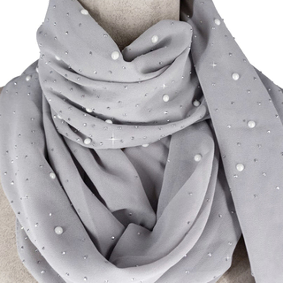 SCARF EMBELISHED SILVER GREY