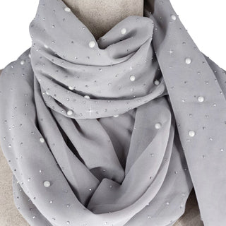 SCARF EMBELISHED SILVER GREY