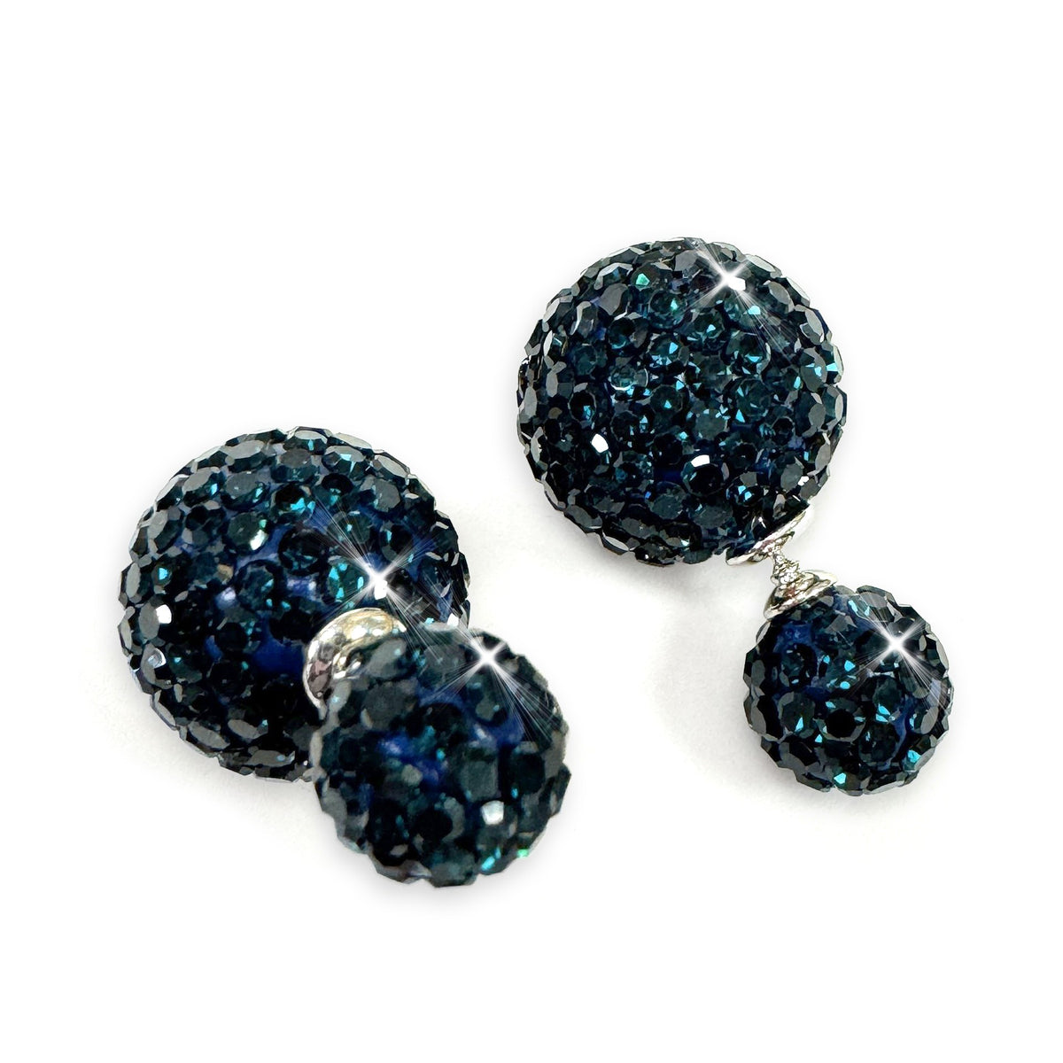 EARRING DOUBLE BUBBLE CRYSTAL NAVY
