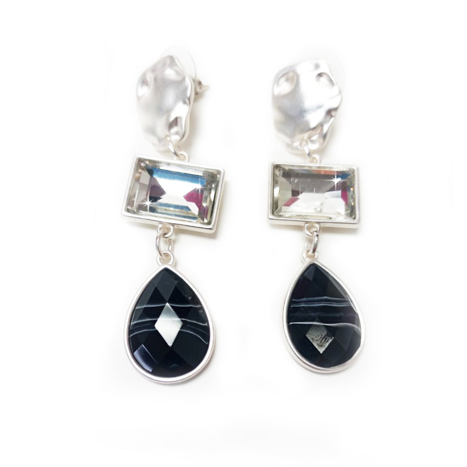 EARRING SQUARE DROP SILVER