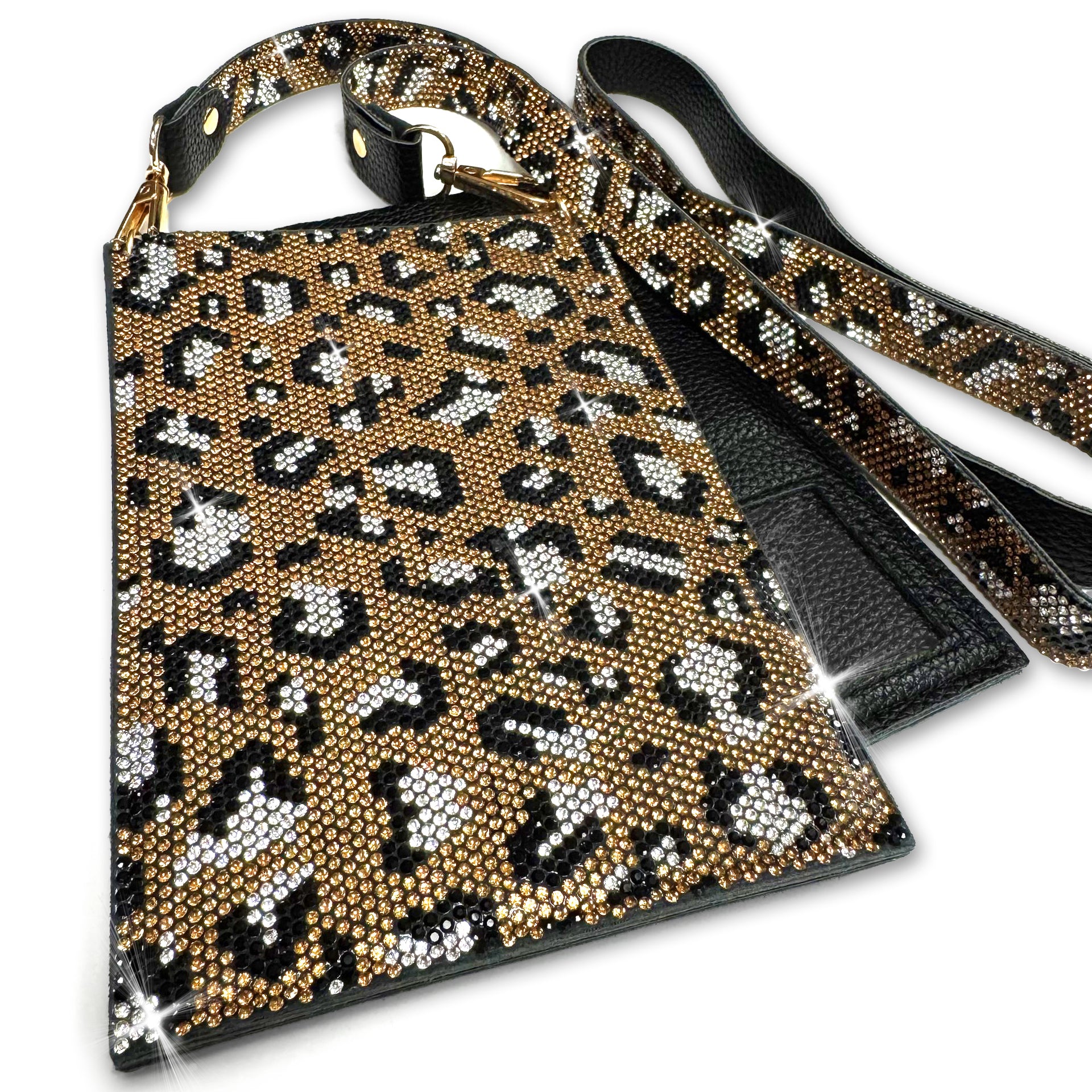 WILD LEOPARD LUX COLLECTION CELLPHONE PURSE GOLD