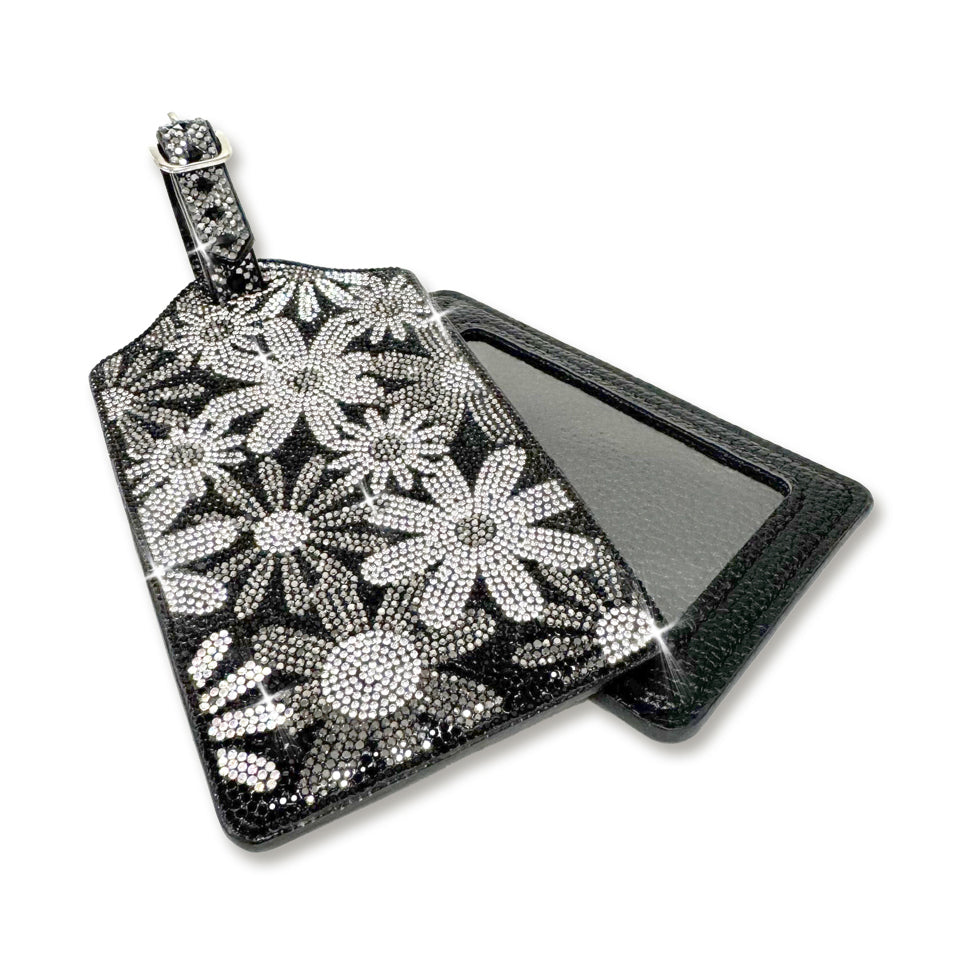 FLOWER POWER LUGGAGE TAG BLACK