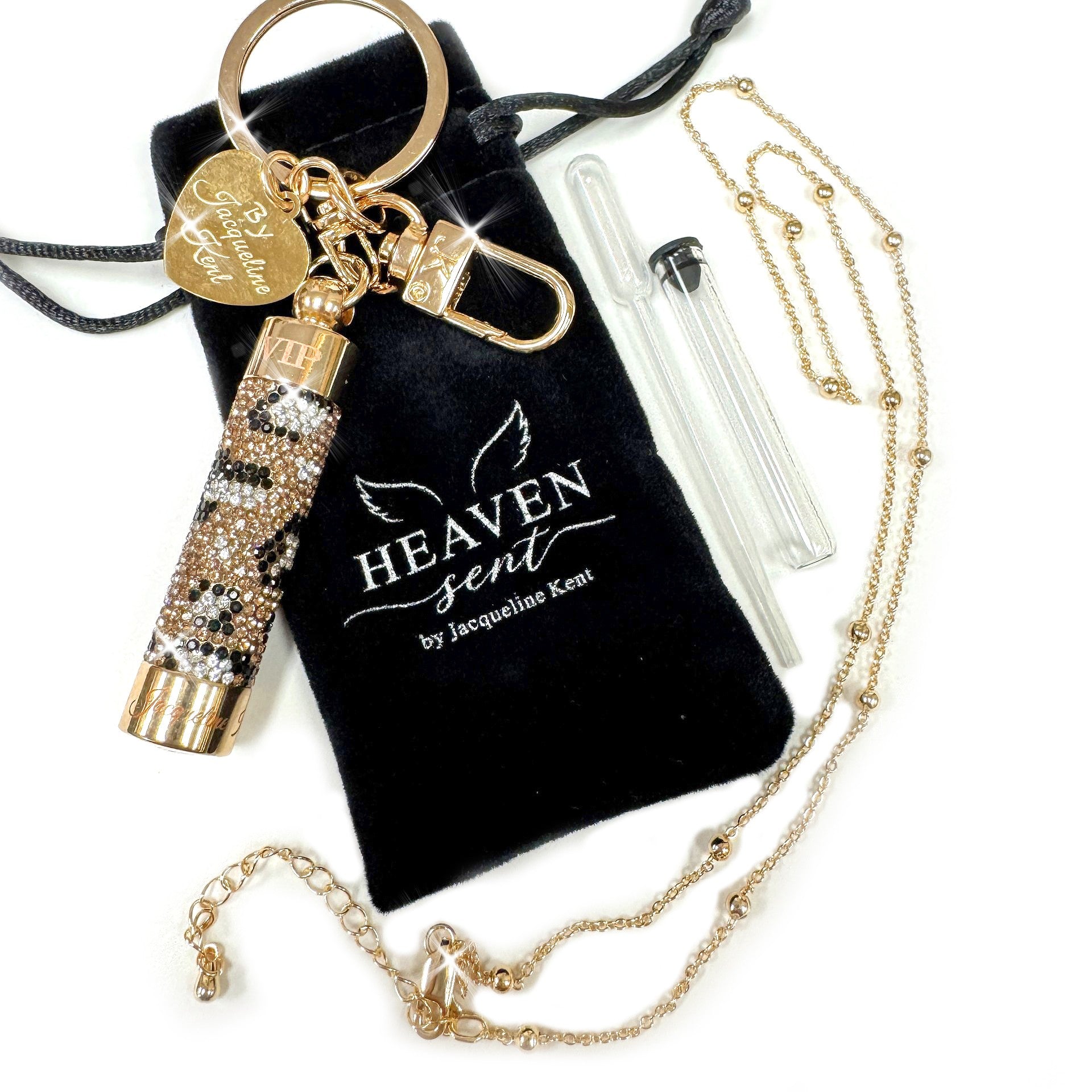 JEWELED PERFUME BOTTLE LEOPARD GOLD