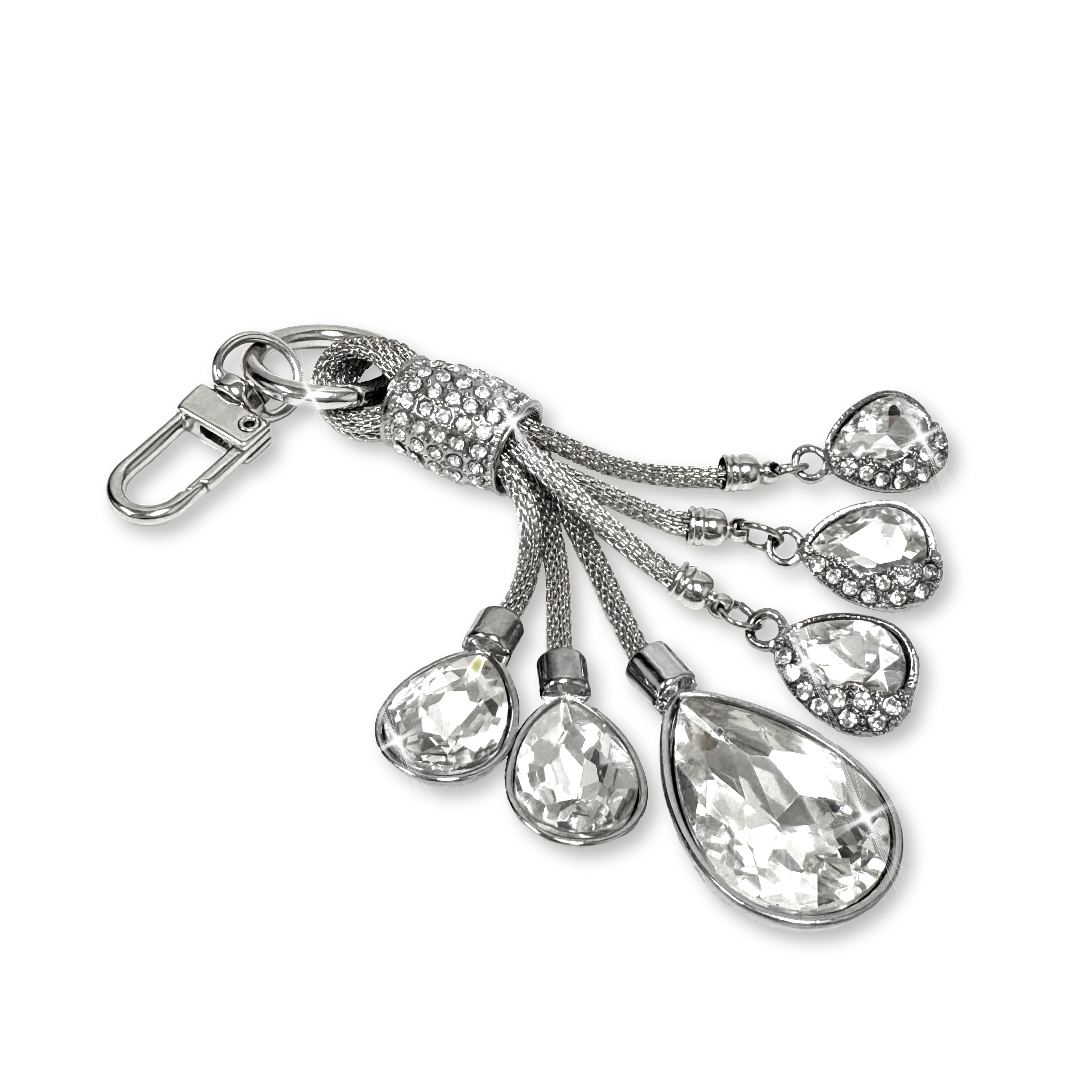 Jacqueline Kent Crystal Drop Purse Charm – Silver | Elegant Purse