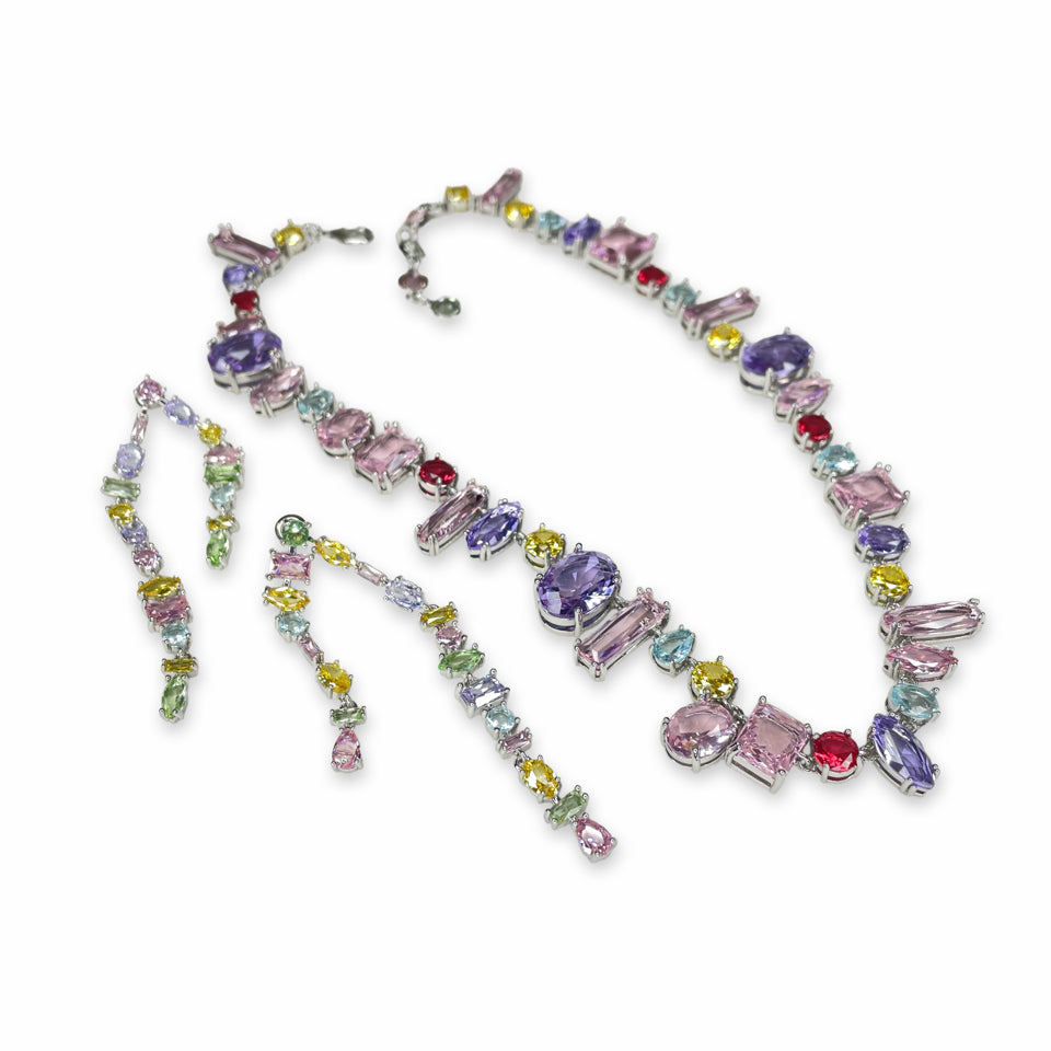 ROYAL GARDEN PARTY COLLECTION NECKLACE EARRING SET MULTI