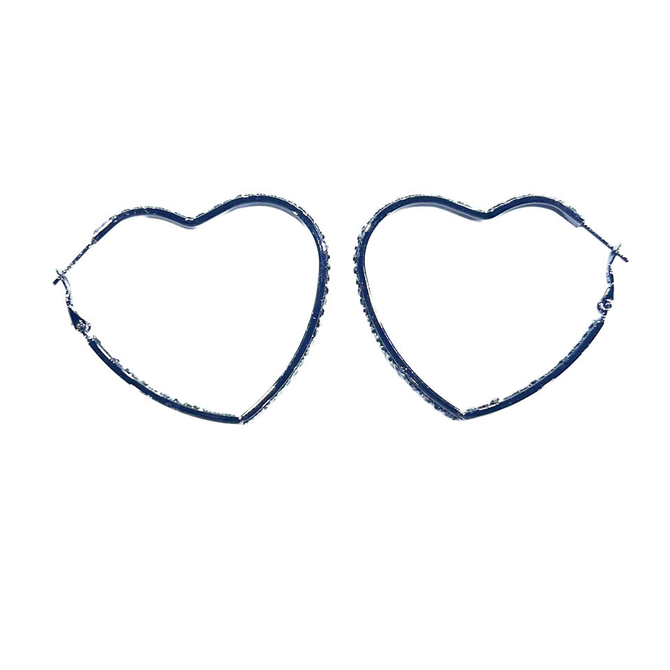 EARRING HEART INSIDE OUT BLACK