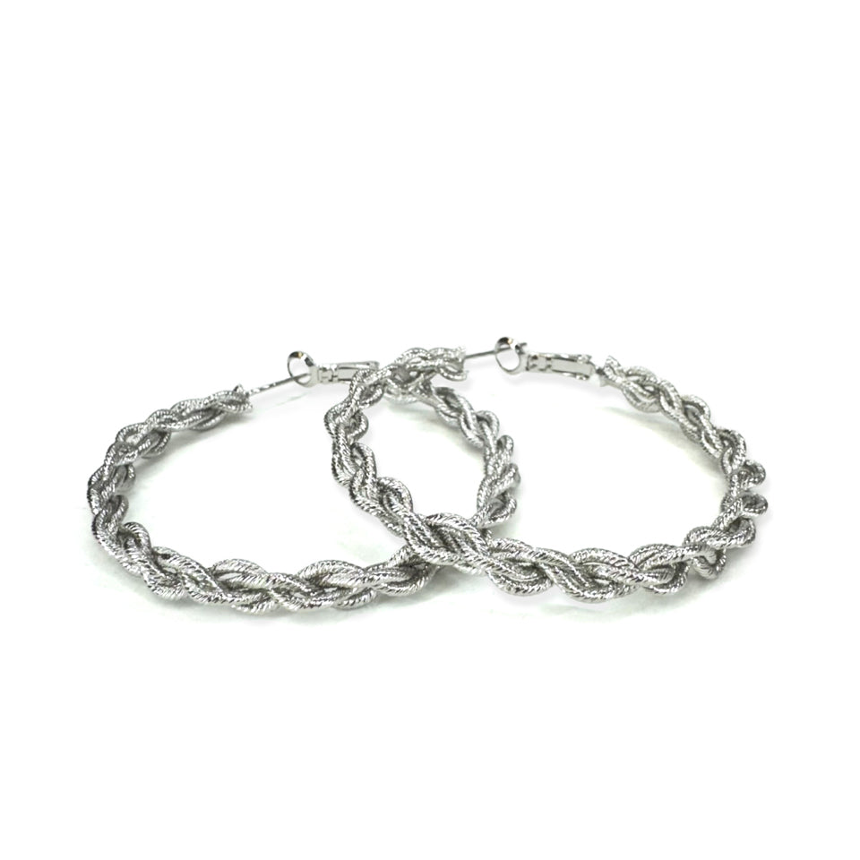 EARRING 50MM ROPE CHAIN SILVER