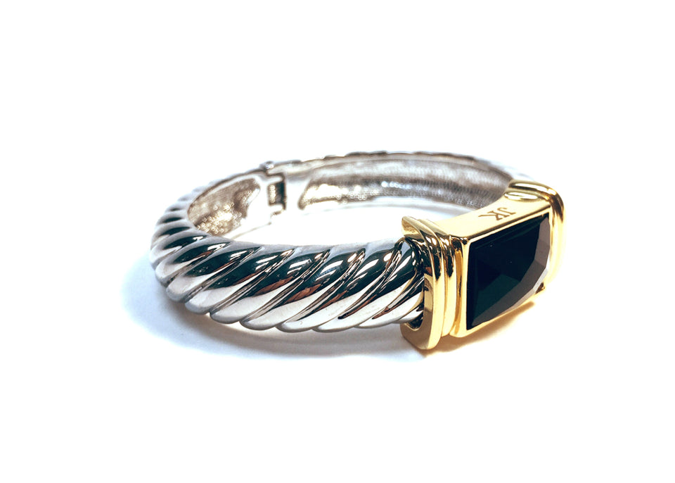 BRACELET BLACK STONE CABLE CUFF