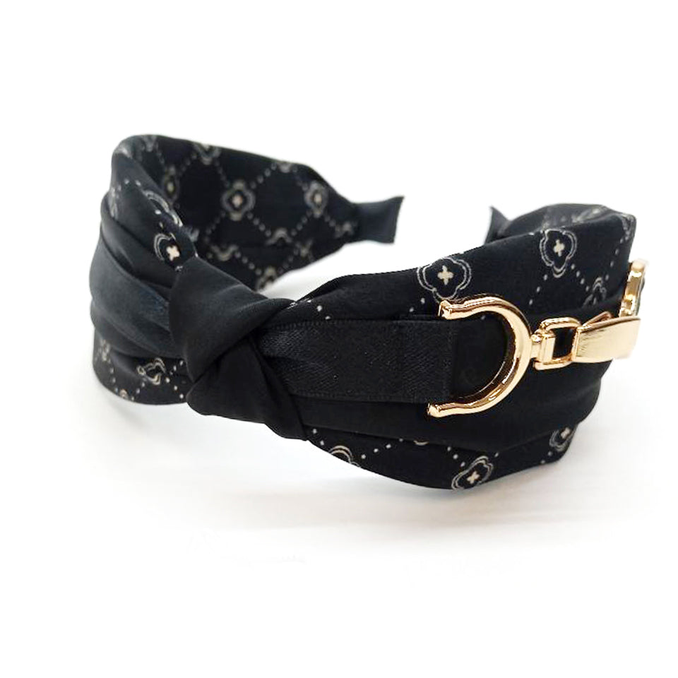 HAIRBAND DESIGNER CROSS BLACK GOLD