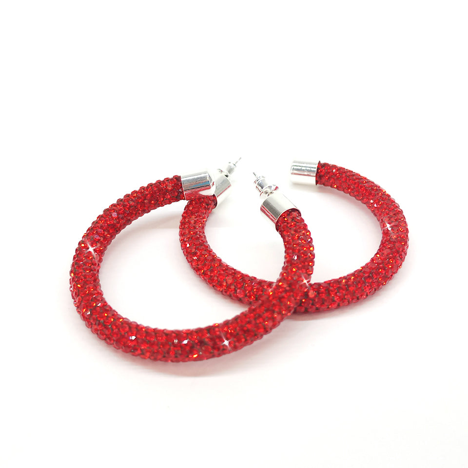 EARRING RED VELVET HOOP