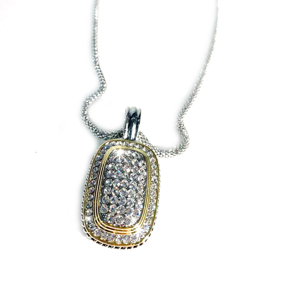 NECKLACE SOLID RECTANGLE PAVE