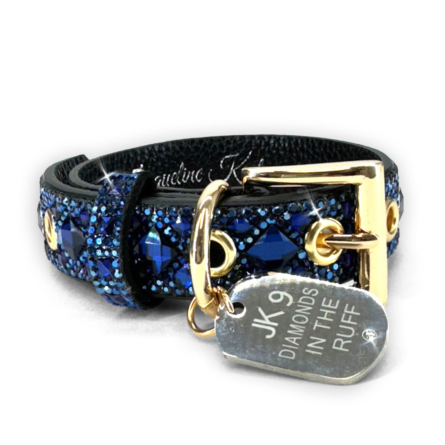 DIAMONDS IN THE RUFF BLUE DOG COLLAR SMALL