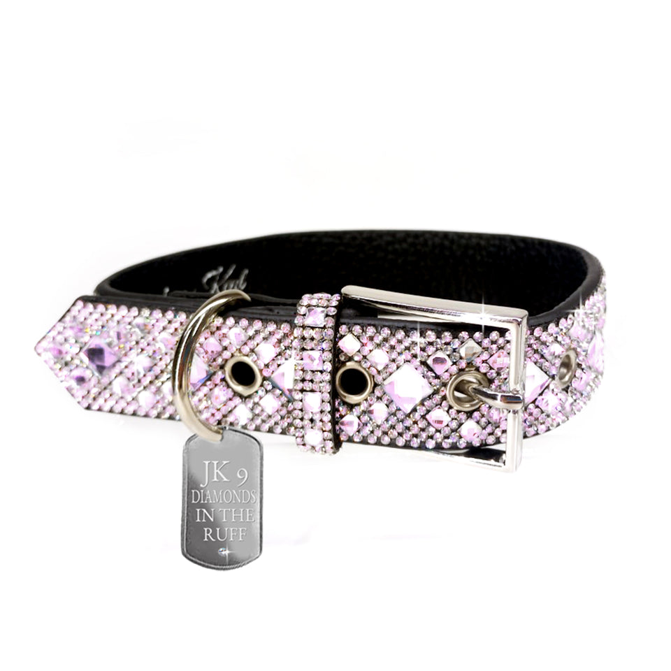 Pink dog collar with diamonds best sale