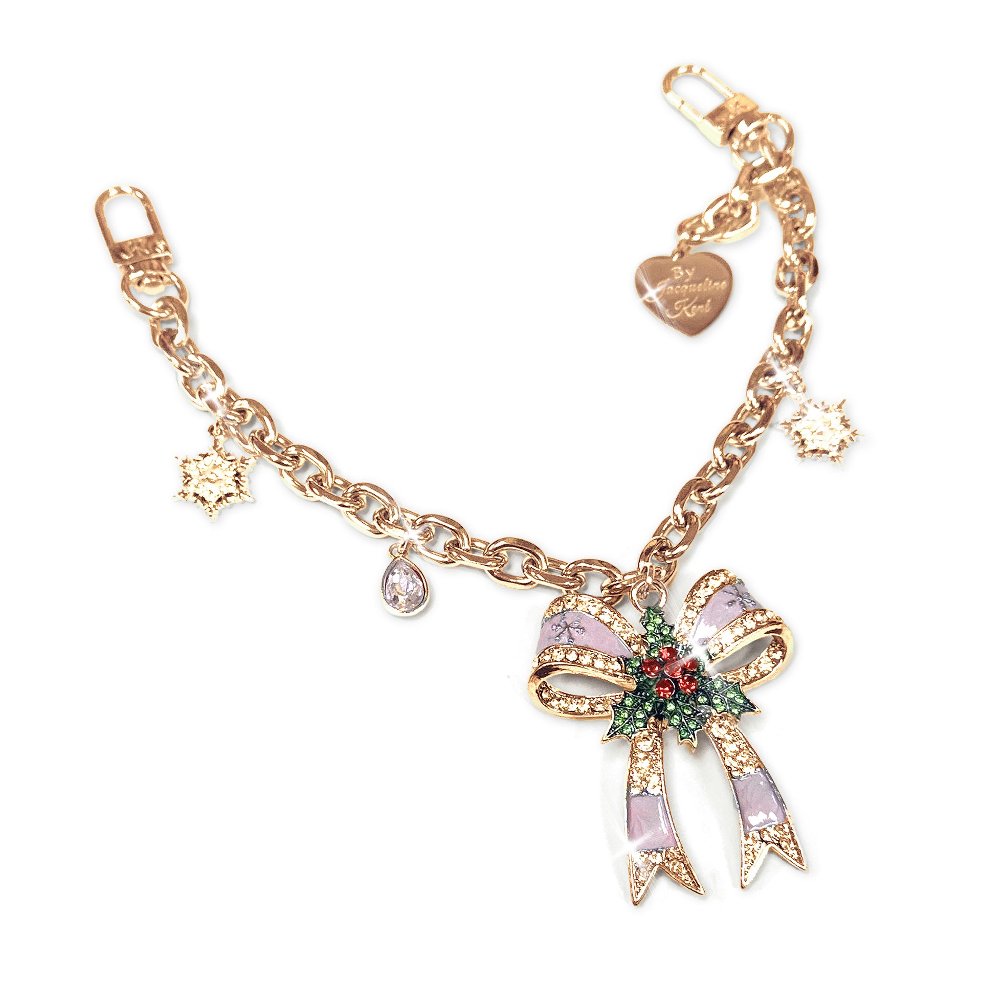 CHARMING CHAIN CHRISTMAS BOW GOLD PINK