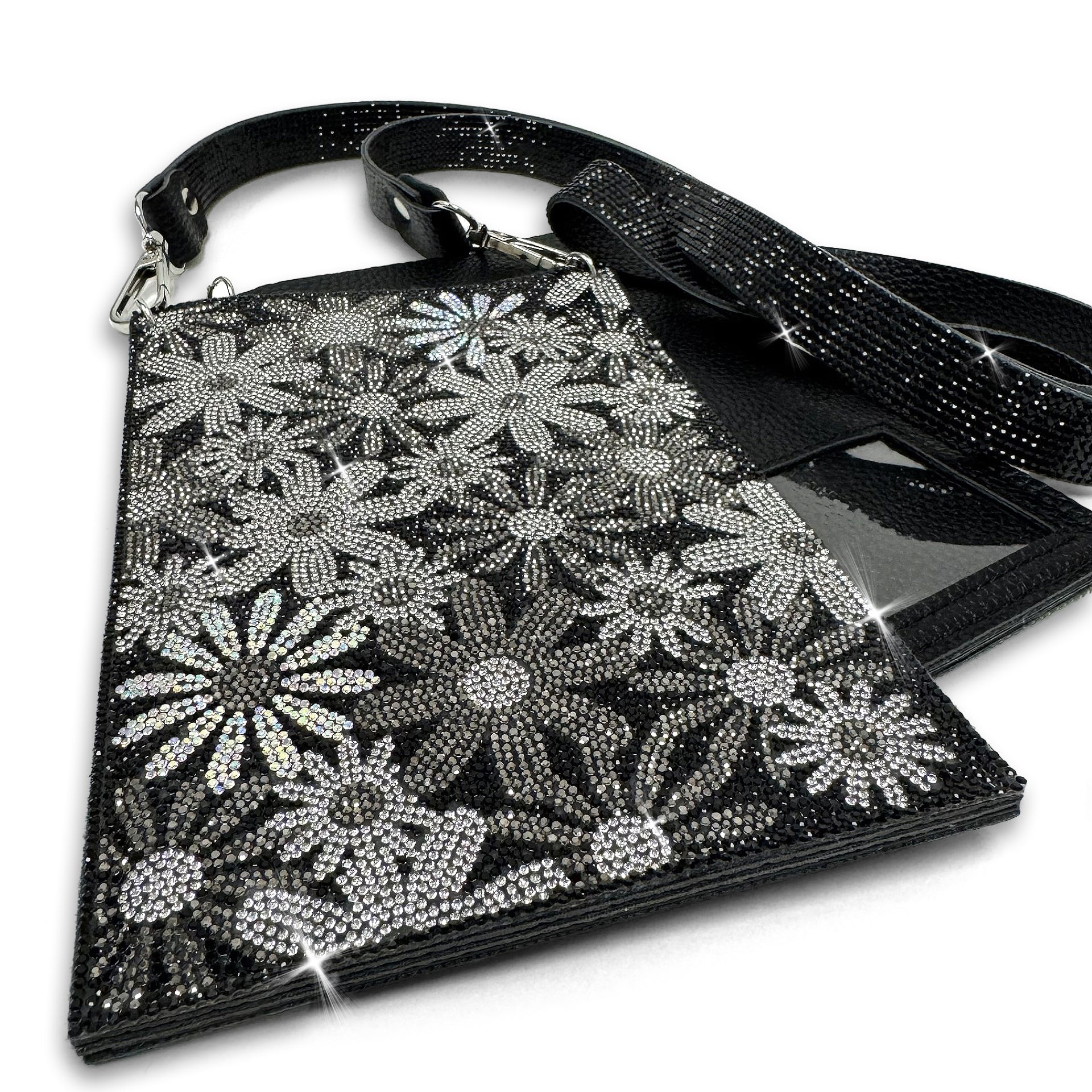 Jacqueline Kent Flower Power Cellphone Purse – Black | Crystal