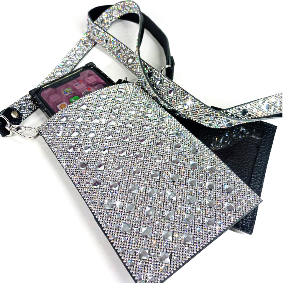 ROYAL ICE CELLPHONE PURSE WHITE DIAMOND SILVER