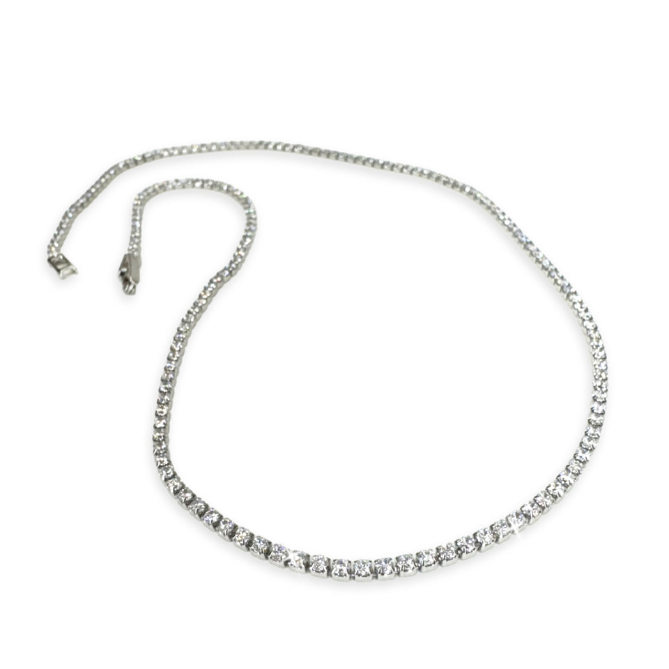 NECKLACE DIAMOND SHAPE TENNIS SILVER